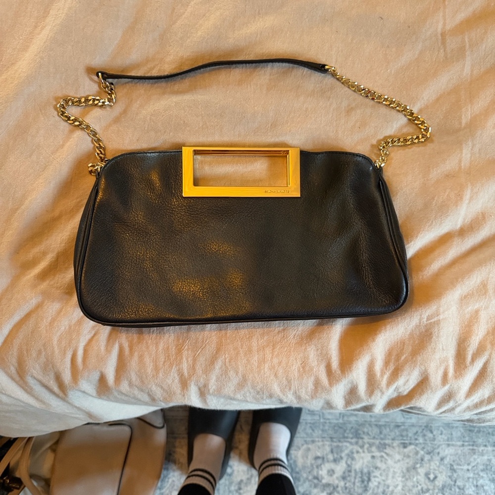 Michael Kors Black Shoulder Bag with Gold Chain